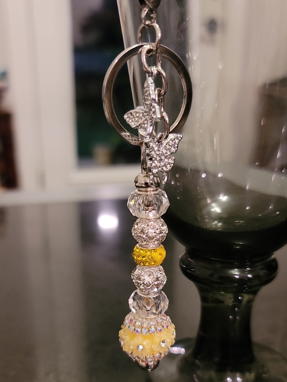 Yellow + Silver Royal Butterflies Keychain